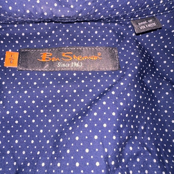 Ben Sherman Men's Chambray Patterned Button Front Shirt, size L - Picture 2 of 4